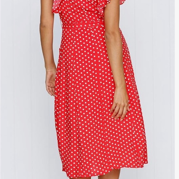 Polka Dot Fluttered Sleeve Dress - Picture 4 of 5